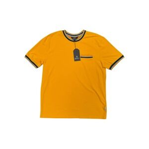 Ben Sherman T-Shirt Mens Medium Mango Yellow NEW BS23SK322 Tipped Pocket Tee